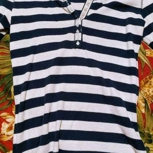 Women's XL blue & white stripe aero t-shirt.
